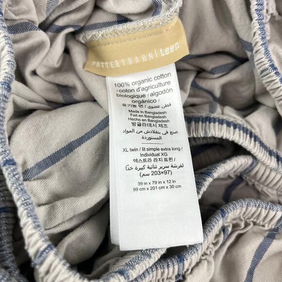 Pottery Barn Teen Fitted Sheet XL Twin Gray Windowpane - Picture 4 of 4